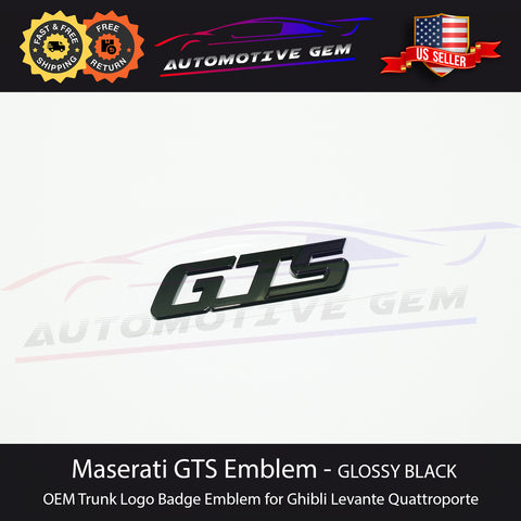 Maserati GTS Emblem GLOSS Black Logo Trunk Emblem Badge Ghibli Quattroporte OEM
