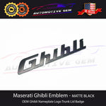 Maserati Ghibli Emblem Matte Black Logo Trunk Lid Emblem Badge Sticker OEM