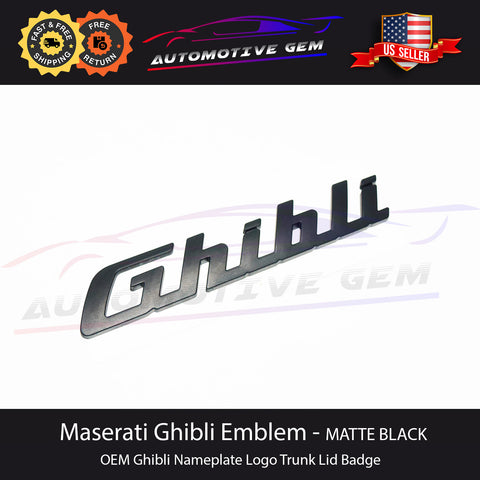 Maserati Ghibli Emblem Matte Black Logo Trunk Lid Emblem Badge Sticker OEM