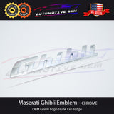 Maserati Ghibli Emblem Chrome Silver Logo Trunk Lid Emblem Badge Sticker OEM