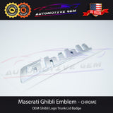 Maserati Ghibli Emblem Chrome Silver Logo Trunk Lid Emblem Badge Sticker OEM