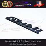 Maserati Ghibli Emblem Gloss Black Logo Trunk Lid Emblem Badge Sticker OEM