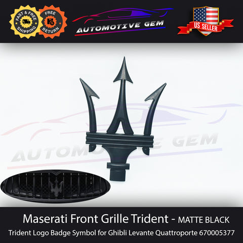 Maserati Matte Black Front Grille Emblem Trident Logo Badge Symbol 670005377