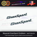 Maserati GranSport Emblem Matte Black Fender Letter Badge Logo OEM Quattroporte