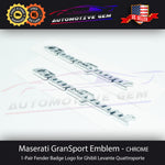 Maserati GranSport Emblem Chrome Fender Letter Badge Logo OEM Quattroporte