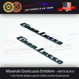 Maserati GranLusso Emblem Matte Black Fender Letter Badge Logo OEM Quattroporte