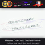 Maserati GranLusso Emblem Chrome Fender Letter Badge Logo OEM Quattroporte