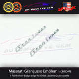 Maserati GranLusso Emblem Chrome Fender Letter Badge Logo OEM Quattroporte