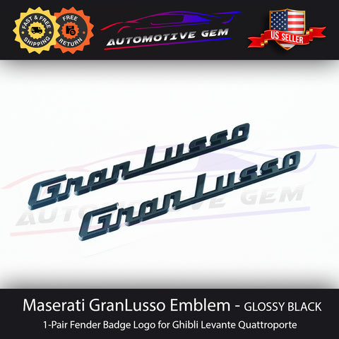 Maserati GranLusso Emblem Gloss Black Fender Letter Badge Logo OEM Quattroporte