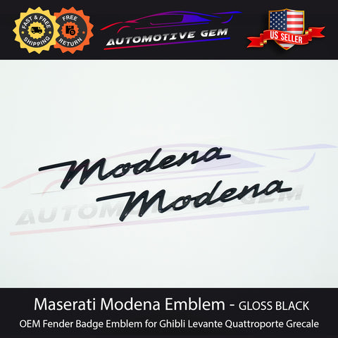Maserati Modena Fender Emblem GLOSS BLACK LH & RH Side Logo Badge Ghibli Levante