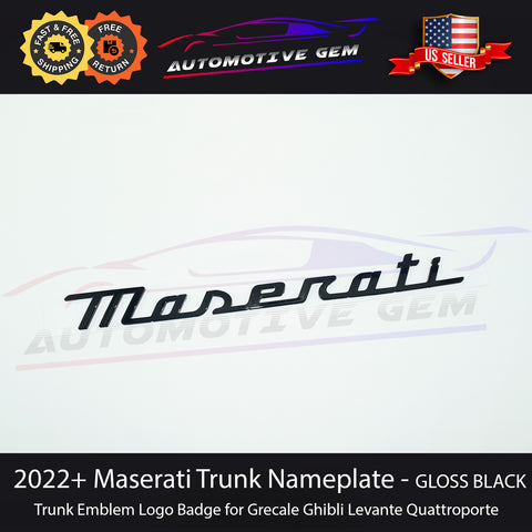 2022+ Maserati Trunk Nameplate Emblem GLOSS BLACK Letter Logo Lid Badges OEM
