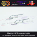 Maserati GT Fender Emblem CHROME LH & RH Side Logo Badge Ghibli Levante OEM