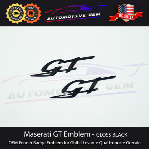 Maserati GT Fender Emblem GLOSS BLACK LH & RH Side Logo Badge Ghibli Levante OEM