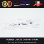 Maserati Grecale Trunk Emblem Chrome Logo Lid Nameplate Badge GT Modena OEM