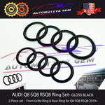 AUDI Q8 Ring BLACK Front Grille Emblem & Trunk Rear Logo Badge SQ8 RSQ8 G 4H0853605C 2ZZ T94  G 4N0853605 2ZZ T94  G 4M8853742 2ZZ T94  G 4M8853742A 2ZZ T94   