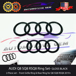 AUDI Q8 Ring BLACK Front Grille Emblem & Trunk Rear Logo Badge SQ8 RSQ8 G 4H0853605C 2ZZ T94 G 4N0853605 2ZZ T94 G 4M8853742 2ZZ T94 G 4M8853742A 2ZZ T94
