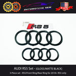 AUDI RS5 Emblem BLACK Front Grille Rear Trunk Ring Badge Sportback Coupe 2018+