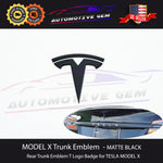 Tesla MODEL X Rear Lid Trunk Emblem T Badge BLACK Curved Logo OEM Upgrade G 1047854-00-A