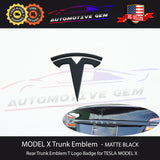 Tesla MODEL X Rear Lid Trunk Emblem T Badge BLACK Curved Logo OEM Upgrade G 1047854-00-A