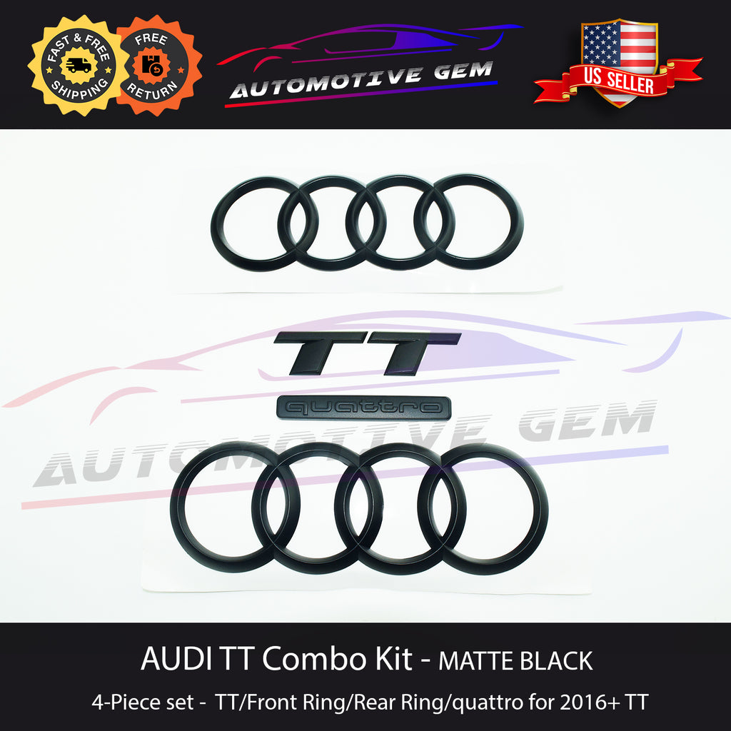 AUDI TT BLACK Front Hood & Trunk Ring Emblem S Line quattro Logo Badge –  Automotive Gem