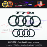 AUDI TTRS Emblem BLACK Front Grille & Rear Trunk Ring Badge Combo Kit 2011-2015 G 8J0853605A 2ZZ T94 G 8J0853742B 2ZZ T94 G 8J0853742A 2ZZ T94 G 8N0853601A G 8J0853735A 2ZZ T94 G 4B0853737D 2ZZ T94 G 8X0853737A 2ZZ T94