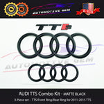 AUDI TTS Emblem BLACK Front Grille & Rear Trunk Ring Badge Combo Kit 2011-2015 G 8J0853605 G 8J0853742B 2ZZ T94 G 8N0853601A G 8J0853735 2ZZ T94 G 4B0853737D 2ZZ T94 G 8X0853737A 2ZZ T94